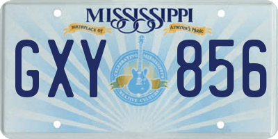 MS license plate GXY856