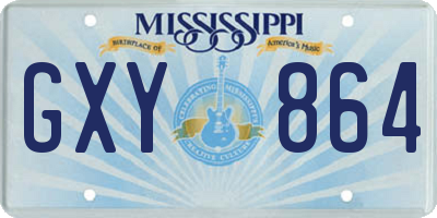 MS license plate GXY864