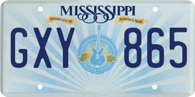 MS license plate GXY865
