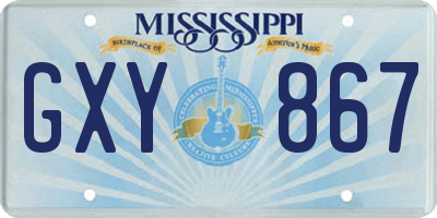 MS license plate GXY867