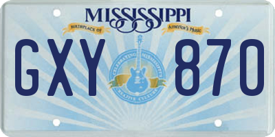 MS license plate GXY870