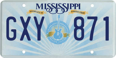MS license plate GXY871