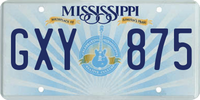 MS license plate GXY875