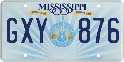 MS license plate GXY876