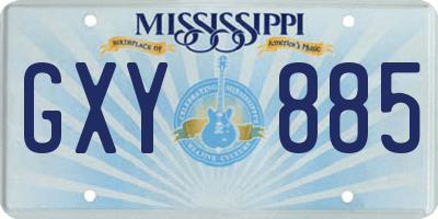 MS license plate GXY885