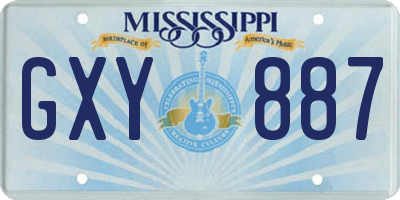 MS license plate GXY887
