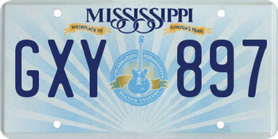 MS license plate GXY897
