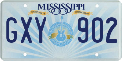 MS license plate GXY902