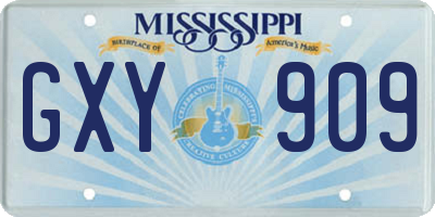 MS license plate GXY909
