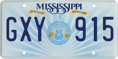 MS license plate GXY915