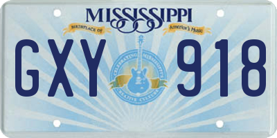 MS license plate GXY918