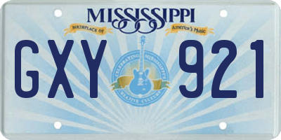 MS license plate GXY921