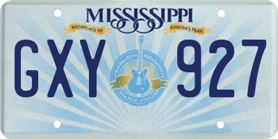 MS license plate GXY927