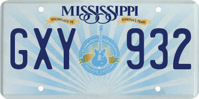 MS license plate GXY932