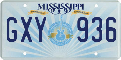 MS license plate GXY936