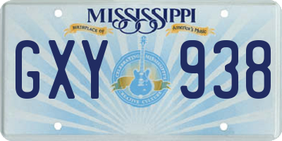 MS license plate GXY938