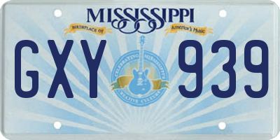 MS license plate GXY939