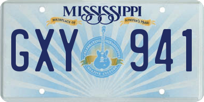 MS license plate GXY941