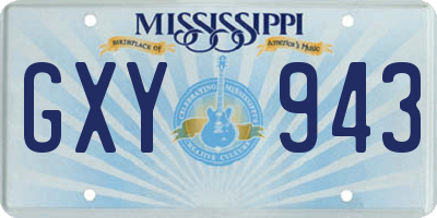 MS license plate GXY943