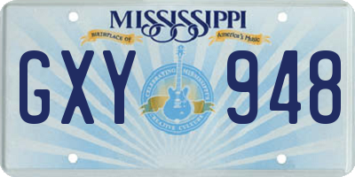 MS license plate GXY948