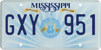 MS license plate GXY951