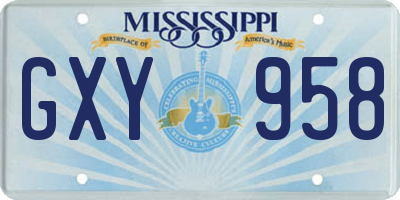 MS license plate GXY958