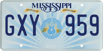 MS license plate GXY959
