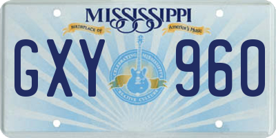 MS license plate GXY960