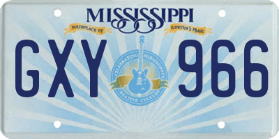 MS license plate GXY966