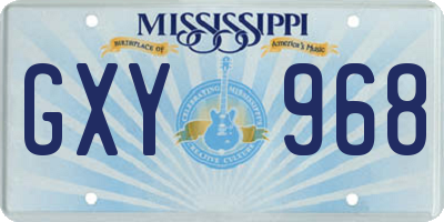 MS license plate GXY968