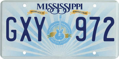 MS license plate GXY972