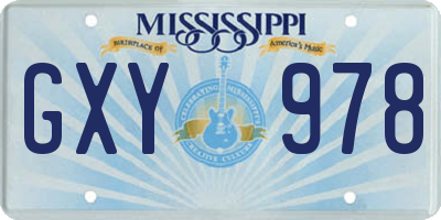 MS license plate GXY978
