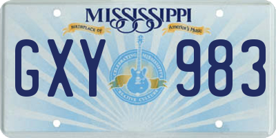 MS license plate GXY983
