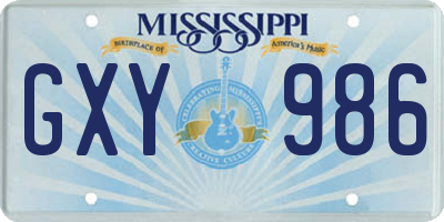 MS license plate GXY986