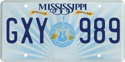 MS license plate GXY989