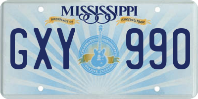 MS license plate GXY990