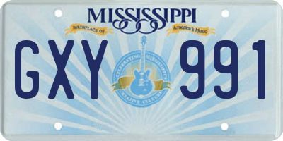 MS license plate GXY991