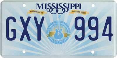 MS license plate GXY994