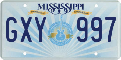 MS license plate GXY997