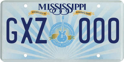 MS license plate GXZ000