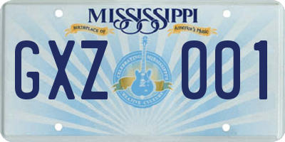 MS license plate GXZ001