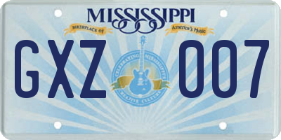 MS license plate GXZ007