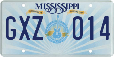 MS license plate GXZ014