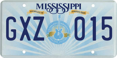 MS license plate GXZ015