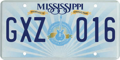 MS license plate GXZ016
