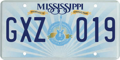 MS license plate GXZ019