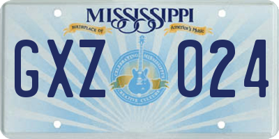 MS license plate GXZ024