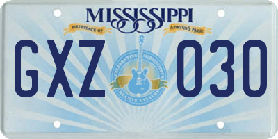 MS license plate GXZ030