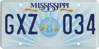 MS license plate GXZ034