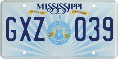 MS license plate GXZ039